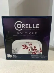 CORELLE LIVINGWARE VITRELLE " KYOTO LEAVES " 16 PC. SQUARE DINNERWARE NEW