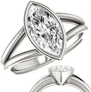 [Generic] Customize Jewel IGI 1.50 Carat Marquise Cut Lab Created Grown CVD HPHT Man Made Diamond Bezel Set Split Shank Engagement Wedding Bridal Ring In 14k White Yellow Rose Gold For Women,D-VS1, Medium, Lab