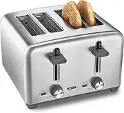 [BELLA] 4 Slice Toaster with Extra Wide Toast Slots and Removable Crumb Compartment - 6 Browning Levels, Automatic Shut-Off and Warm-up Function - Toast Bread, Bagel and Waffles