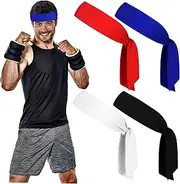 [OSOLADY] 4Pcs Sweat Headbands for Sports Stretchy Elastic Headbands for Unisex Fitness Yoga Running Lightweight and Comfortable