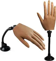 Silicone Practice Hand for Acrylic Nails, Flexible Bendable Female Mannequin Life Size Practice Hand with Stand for Nails Practice Nail Art Tools (3#-Right hand)