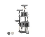 Petzly Cat Tree Tower Scratching Post Scratcher Condo House Bed 164cm Beige/Grey