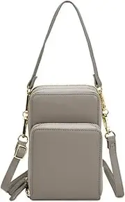 [SKUZA] Wallet,Card Bag,Women Casual Stylish Large-Capacity Diagonal Package Cell Phone Wallet Big Card Holders Wallet Clutch Shoulder Straps Bag (Gray) (Color : Grey)