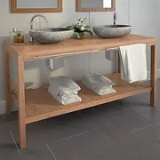 Solid Teak Bathroom Vanity Cabinet 132x45x75 cm with Storage Organizer - Modern Bathroom Sink Vanity Cabinet, Mirror Compatible, Wall Mounted, Perfect for Small Bathrooms