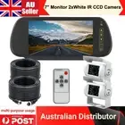 7" Rearview Mirror Monitor 2x white 4PIN System IR CCD Reversing Camera Caravan