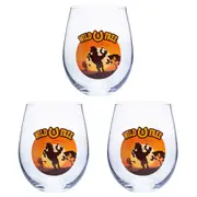 3PK Tallulah Stemless Wine Glass Tumbler Party Drinkware Cowboy Clear