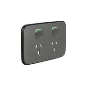 Clipsal Iconic ASH GREY Essence Skin Socket Switch Horizontal Double - E3025C-AG