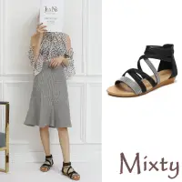 在飛比找momo購物網優惠-【MIXTY】低跟涼鞋 交叉涼鞋/歐美時尚編織線條交叉線繩造