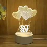 Romantic 3D LED Table Lamp Heart-Shaped Balloon Acrylic Night Light Room Decor