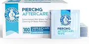 Dr. Piercing Aftercare Wipes - Gentle Saline Solution for Piercings - Keloid Bump Removal Ear Piercing Cleaner - Earring Lip Belly Nose Piercing Bump Treatment - Ear Cleaner (100 Count)