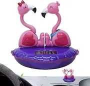 Solar Bobblehead Flamingo - Automatic Swinging Dancing Animals, Decorative Desktop Toy Figure | Valentine's Day Cute Ornaments for Car Dashboard Shaking Head Car Decoration Accessories