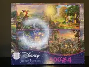 Thomas Kinkade Disney 500 pcs 4 in 1 Jigsaw Puzzle Pooh Fantasia Tangled