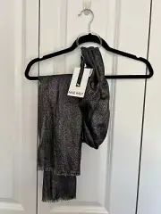 Nine West Black Metallic Silver Scarf Wrap Pashmina - New NWT