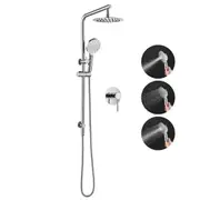 WELS Round 8'' Ultrathin Rainfall Shower Head 3-MODE Handheld Set Gooseneck Arm Wall Rail Diverter Mixer Tap Chrome