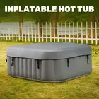 Square Hot Tub w 120 Jets Inflatable 5x5ft Pool for Sauna Therapeutic Bath Gray