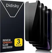 [3 Pack] Privacy Tempered Glass Screen Protector for iPhone 11, iPhone XR 6.1'', Anti-Spy, Easy to Install, 9H Hardness, No Bubbles, High Definition, Case Friendly