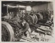 REPRINT OF ORIGINAL WWI PHOTO OF GUN HOSPITAL IN FLANDERS W/ MEN IN UNIFORM