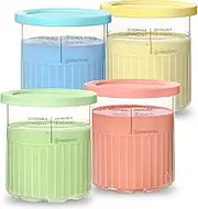 Compatible with ninja Creami Deluxe Pint Containers, Fit for CN501CO NC501 NC500 11-in-1 24oz XL Creami Deluxe Ice Cream Makers - 4 Pack Food Kitchen Creami Cups Bowls - Dishwasher Safe - BPA Free