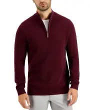 Club Room Men's Quarter-Zip Textured Cotton Sweater Pullover Red Plum XXL