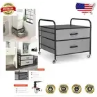 Mobile Kitchen Fridge Organizer with Two Drawers and Durable Metal Construction