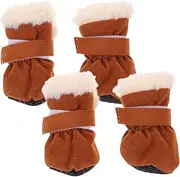JOINPAYA 4pcs Non Slip Pet Boots Flannelette Paw Protectors for Dogs Durable Warm Winter Foot Covers with Sole for Outdoor Use