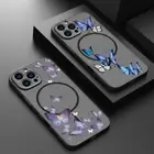 For iPhone 16 Pro Max 16e 15 14 13 12 11 MagSafe Butterfly Pattern Case Cover