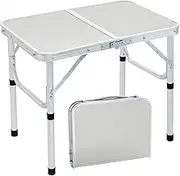 Folding Camping, Adjustable Height Outdoor Portable Side Tables, Lightweight Fold Up Table, Aluminum & MDF Ultra Compact Work Table, for Cooking, Beach, Picnic, Travel, 61x40cm, Silver