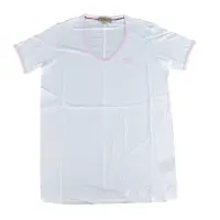 在飛比找Yahoo奇摩購物中心優惠-Burberry 戰馬V領設計雙色滾邊女款短T恤(白x粉)