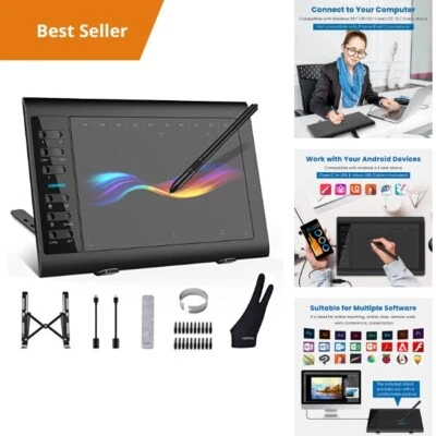 Graphic Drawing Tablet with 8192 Levels Pressure Sensitivity, Battery-Free Stylu