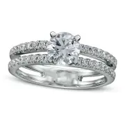 1.25 CT. T.W. Natural Diamond Split Shank Engagement Ring in Solid 14K White Gold (I/I2)