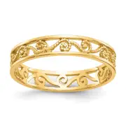 14K Yellow Gold Polished/Textured Ring