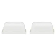 2PK Ecology Fine Bone China Canvas Kitchen Butter Storage Dish w/ Tray - White