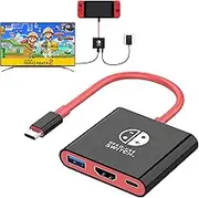 AHGEIIY Switch Dock for Nintendo Switch and Nntendo Switch OLED, Portable Switch Docking Station Replacement for Offical Nintendo Switch Dock 3 in 1 Switch Travel Dock for Steam Deck MacBook Laptop