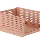 (Pink)Stackable Storage Basket Plastic Large Open Drawer Wardrobe Cloth Conta AU