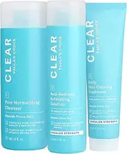 Paula's Choice CLEAR Regular Strength 3-Piece Kit, Includes Daily Cleanser, 2% Salicylic Acid Exfoliant & 2.5% Benzoyl Peroxide Treatment, Clean & Control Surface Oil, Fragrance-Free, Set of 3