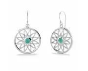 Solid 925 Sterling Silver Round Turquoise Howlite Dangle Earrings