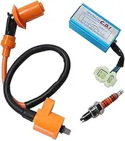 Vuzmode OxoxO Performance Racking Round Ac Fired 6 Pins + Ignition coil + Spark Plug, for Chinese Gy6 50cc 125cc 150cc Moped Scooter Go Kart Engine Ignition Coil Pack
