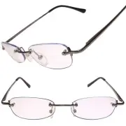 Modern Rimless Rectangle Gunmetal Frame 1.00 Diopter Reading Glasses