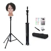 Adjustable Wig Stand Tripod With T Pins Carrying Bag For Hairdressing Training