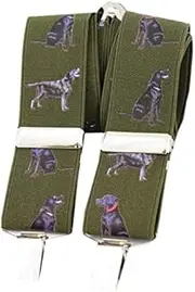 [Generic] Green adjustable Black Labrador/Retriever Dog Themed Braces in a presentation box - for shorts or trousers, Green, One size