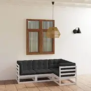 Sofa Furniture Set, Balcony Furniture, 4 Piece Garden Lounge Set with Cushions for Porch, Garden, Backyard, Poolside, Deck, 70 x 70 x 67 cm, White