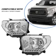 For 2014-2021 Toyota Tundra Headlights Lamps Halogen W/O DRL Pair Chrome Clear
