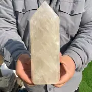 2100g Natural White Quartz Healing Obelisk Crystal Wands Reiki Tower Point