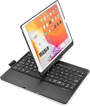 360 Rotatable Keyboard for iPad 9th/8th/7th Generation 10.2 inch, Air 3rd Gen, Pro 10.5 inch Keyboard Case with Touchpad 7 Color Backlight Foldable Backlit Keyboard,Black
