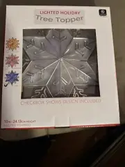 Snowflake Star Tree Topper Blue Christmas Multicolor Light Up 10"