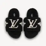 【連線代購】 LV 1A8ZIN PASEO FLAT COMFORT MULES 毛毛涼鞋