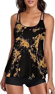 [Generic] Long Swim Shorts for Women Plus Flowy Piece Two Tank for Women Top Control Bathing Swimwear Swimwears Tankinis Set Womens Two Piece Swimsuits Size 20