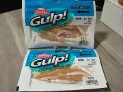 2 Packs Berkley Gulp Saltwater Fishing Baits 3" Squid Amber Glow