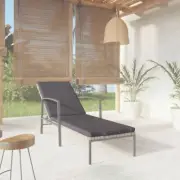Sun Lounger Patio Sunbed Chaise Longue With Cushion Poly Rattan Steel Frame Grey
