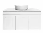 HAMPTON MATTE WHITE 900MM WALL HUNG BATHROOM VANITY CABINET STONE/CERAMIC TOP